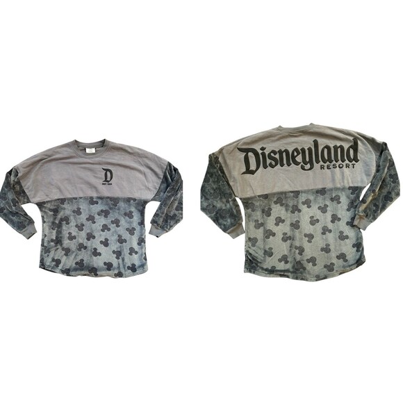 Disney Spirit Jersey Disneyland  Resort spell out Gray Velour Mickey Mouse Large - Picture 1 of 14